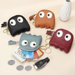 Wallets Creative Cartoon Coin Purse Mini Card Case Female Ins Style Wallet Real Leather Mini Bag Little Key Holder For Girls Nice Gift