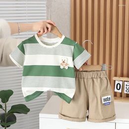 Clothing Sets Kids Set 2024 Summer Baby Boy Clothes Luxury Designer Casual Cartoon Striped Short Sleeve T-shirts And Shorts Infant Boys