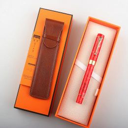 Pens Jinhao Centennial Tofu Fountain Pen 18KGP Golden Plated M Nib 0.7mm Acrylic Ink Pen Gift box set