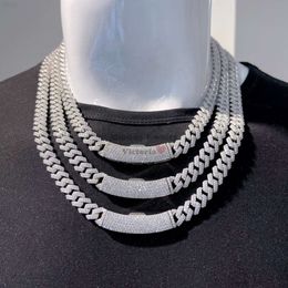 Curved Long Clasp Vvs Moissanite Diamond 10mm Cuban Necklace 925 Silver Hip Hop Chain