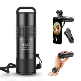 Telescopes Apexel 6x20 Hd Monocular Telescope with Smartphone Adapter Lightweight Bak4 Prism Fmc Lens for Hunting Camping Hiking Travel