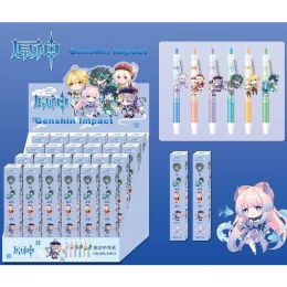 Pens 24 Pens/Set Genshin Impact Pendant Gel Pen Anime 0.5mm Press Gel Pen School Office Stationery Supplies