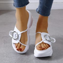 Slippers 34-41 Big Size Shoes For Women 9cm/3.5 Inch Height Wedge Fashion Woman Flat Platform Thick Bottom Summer