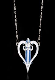 dongsheng Japanese Anime Blue Kingdom Hearts Crown Necklaces Pendants Metal Enamel Heart Cartoon Charms Necklace Gift306356000