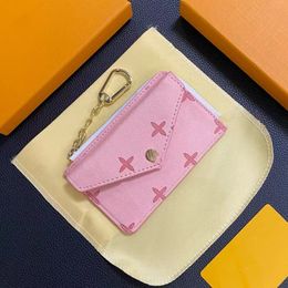 Designer Multifunctional Zero Wallet Luxury Men Business Credit Coin Zipper Purse High Quality Luxury Women Casual Card Holder Black Pink keychain With Dust bag