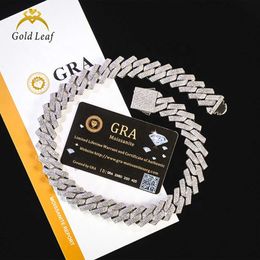 Goldleaf Jewelry S925 Sterling Silver Custom Cuban Chain Necklace Hip Hop 18mm Vvs Moissanite Cuban Link Chain for Men