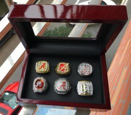 6PCS SABAN National Football Team ship ring With Wooden Display Box Souvenir Men Fan Gift 2019 2020 Wholesale9364303