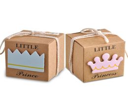 Princess or Prince Candy Box Kraft Paper Baby Shower Gift Boxes Wedding Party Decoration Faovrs Yellow color New1237837