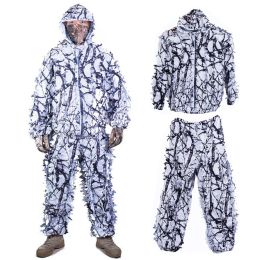Sets Sniper CS Bionic Camouflage Suit Men 3D Maple Leaf Ghillie Suits Winter White Snow Hunting Clothes Invisible Camo Full Set