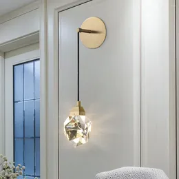 Wall Lamp Minimalist Crystal Modern Pendant Light Living Room Bedroom Bedsize Diamond Design Gold Home Decor Cristal Led Sconces
