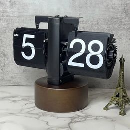 Vintage Automatic Flip Page Clock Turning Quartz Time Clocks Decor for Home Bedroom Office Desktop Decoration Drop 240410