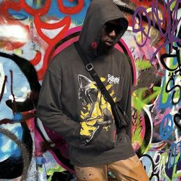 Washed Vintage Graffiti Hoodie Men Women Best Quality 2024fw Hooded Oversized Pullovers