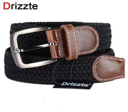 Drizzte Plus Size 130cm 150 160 170 180cm Long Black Braid Elastic Stretched Belt Mens Metal Buckle for Big and Tall Man8725830