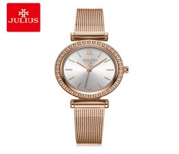 Julius Watch Women039s Business Watch RoseGold Simple Design Zircon Diamond Ladies Top Quality Gift Watch Drop JA11414120563