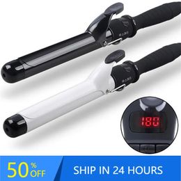 Professional LCD Hair Curler Adjustment Temperature Curl Irons Curling Wand Roller Styling Tools Drop 20 240412