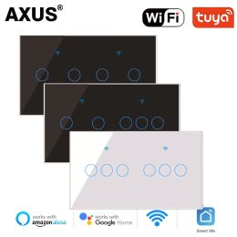 Control Axus Smart Light Touch Switch Glass Panel Eu Standard 4/5/6 Gang Tuya Wifi Wall Switch Support Google Home Alexa Voice Control