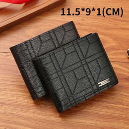 Money Clips New Mens Wallet Mens Short Wallet Youth Fashion Smooth Horizontal Soft Leather Wallet Large Capacity Multi Card Wallet Y240422