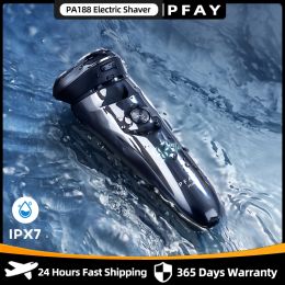 Shavers PFAY PA188A Men's Electric Shaver IPX7 Waterproof Electric Razor Shaving Machine For Men LCD Wet & Dry Dual Use Beard Timmer