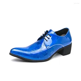 Dress Shoes High Heel Patent Leather Men Elevator Multicolour Male Oxfords Pointed Toe Formal Wedding Party Big Size 37-48