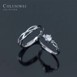 Rings Colusiwei 925 Sterling Silver Romantic Lover Open Finger Rings for Women Delicate Sparkling CZ Wedding Engagement Band Jewellery