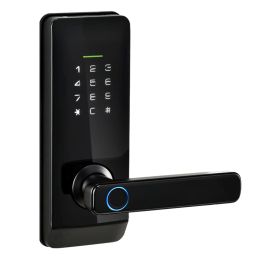 Control Smart Lock Keyless Entry Door Lock with Handle WIFI/BT Password RFID Door Lock Multiple Unlocking Antipeeping for Front Door