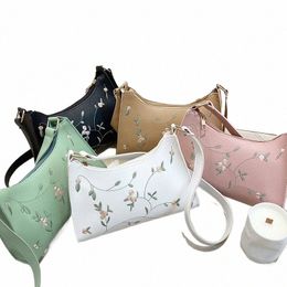 fi Embroidered Underarm Bag Women Mini Matte Leather Shoulder Menger Bags Clutch Women Phe Bags Wallets Handbags 19Ft#