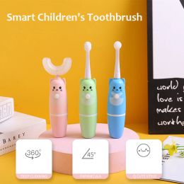 Heads Kids Sonic Ushaped Toothbrush Battery Child Electric Cleaning Brush 360 Degrees Automatic IPX6 Waterproof Cartoon Pattern