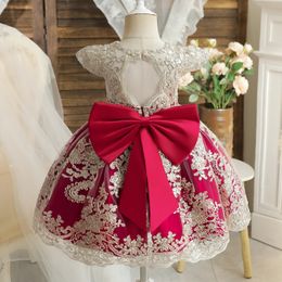 1-5Y Baby Girls Eids Gowns for Red Costumes for Children Party Clothings for Princess Birthday Wedding Prom Elegant Formal Dress 240422