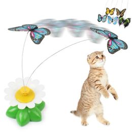 Toys Interactive Cat Toy Automatic Rotating Flying Butterfly Hummingbird Cat Games Teasing Accessories Small Animals Pet Supplies