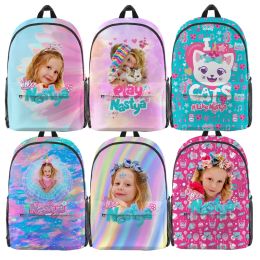 Backpacks Girls Like Nastya Backpack Cartoon Printing Casual Students Kids Daily Travel Bag Teenagers Back to School Mochila