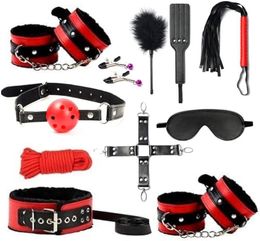 Bondaged Kit Adult Bondaged Restraints Sex, Bondage Gear Accessories BDSM Kit Bed Restraints 11pcs/Set SM Adult Handcuffs Gag Blindfold Spanking Paddle