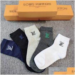 Men'S Socks 2021 High Quality Cotton Sports With Street-Style Striped Basketball For Men And Women 5 Pieces/Piece Ezryhz Drop Deliver Dhs3F