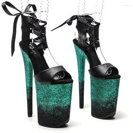 Dance Shoes Leecabe 23CM/9inches Matte PU Open Toe Glitter Platform Sexy High Heels Sandals Pole