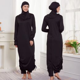 Clothing 3Pcs Muslim Islamic Women Black Burkinis Sets with Swimming Hijab Arab Full Cover Beach Swimwear Bathing Suits