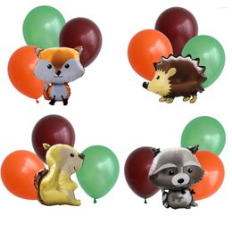 Party Decoration 16pcs Hedgehog Raccoon Squirrel Animal Foil Balloons Woodland Forest Birthday Baby Shower Jungle Toy Globos
