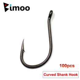 Accessories Bimoo 100pcs Coated OutTurned Eyed Chod Rig Boilie Carp Hooks Matte Black Micro Barb Carp Fishing Hook Size 2 4 6 8 10