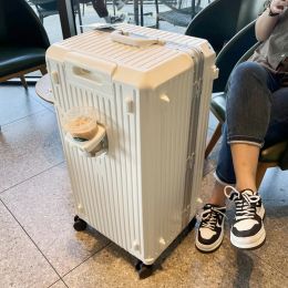 Luggage Large Capacity Travel Luggage Aluminium frame Suitcase pull rod Case 24/28/32 " with Cup Holder Travel Case Combination box