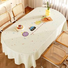 Table Cloth Waterproof Oil Resistant Scald Wash Free High-end Feeling Oval Shaped Household Lamb Leather Non Slip Tablecloth