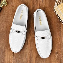 Casual Shoes Fashion Leather Loafers Male Autumn Men Comfortable Peas Driving Mocassin Flats HC-463