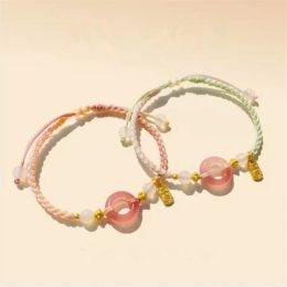 Strands Handmade Adjustable Braid Female Bracelet Agate Peace Buckle Romantic Charm Jewellery For Bestie Good Luck Hand Rope Gift