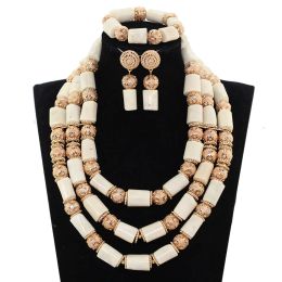 Necklaces White Coral Beads Necklace Designs Nigerian Wedding African Beads Jewelry Set Original Coral Statement Jewellery Set CNR171