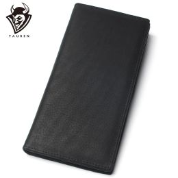 Wallets Men Long Pure Black 100% Genuine Leather Wallet Men's Credit Card Travel Hand Purse For