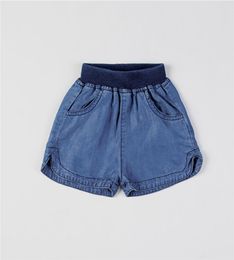 2020 3 8Y Kids Shorts Baby Summer Clothing New Baby Boys Girls Plain Shorts Pants Kids Light Blue Denim Shorts Elastic Waist2557398