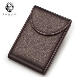Wallets Laorentou Business Card Holder Genuine Leather Driver's Licence Case Holder Vintage Casual Clutch Card Position Purse for Men