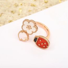 Rings 925 sterling silver classic plum blossom ladybug element open ring elegant fashion brand luxury jewelry