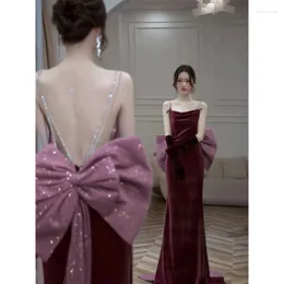 Runway Dresses Sexy Wine Red Celebrity Strapless Square Neck Bow Floor Length Sleeveless Sling Beading Formal Party Evening Gowns