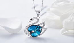 Prebeauty high end super cute s925 sterling silver pendant necklace ovski element Crystal Jewellery women birthday gift5107025