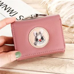 Wallets Cute Multi-Card Women Wallet Cloth Stickers Change Folder Japanese Kawaii Girl Short Multi-Function Coin Purse Cardholder