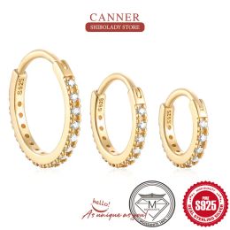 Earrings CANNER D Colour Moissanite Hoop Earrings for Women 925 Sterling Silver Wedding Gift Top Quality Piercing Fine Jewellery Gift
