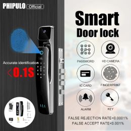 Control Automatic Fingerprint Smart Door Lock With Camera Fingerprint Magnetic Card Password Key Fingerprint recognition door lock